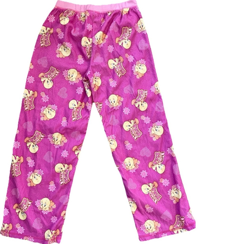 VINTAGE Y2K Girls TWEETY BIRD Fuzzy PJ Pajama PANTS Size 10